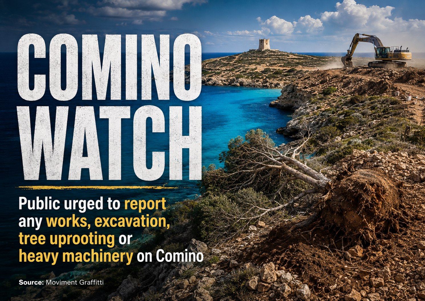 Comino Watch: Moviment Graffitti Calls on the Public to Help Protect Comino