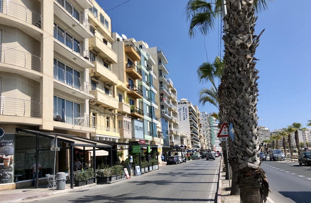Outdoor catering area on The Strand in Gzira